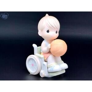 Precious Moments Boy in Wheelchair Holding Basketball Figurine